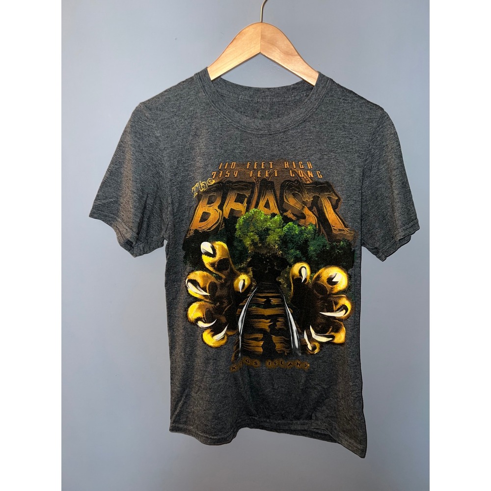 Kings Island The Beast Roller Coaster Graphic Tee Charcoal Heather Grey Mens S